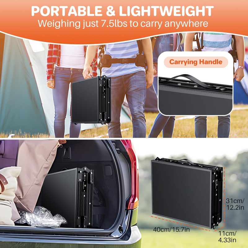 FUNYKICH 3ft Camping Folding Table with 3 Height(35.4'' Lx15.7'' W),