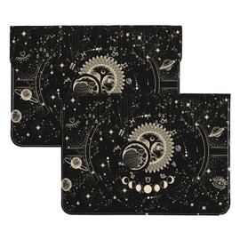 Magic Sun and Moon Laptop Sleeve Case Protective Laptop Cover Notebook Bag PU Leather Carrying Bag Compatible Computer Cover 11.6 12.3 13 Inch