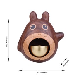 Wooden Style Brass Magnetic and Double-Sided Tape doorbell, Magnetic Attached Wood Doorbell shopkeepers Bell for Door Opening Black Walnut Cartoon Doorbell for Housewarming Gift (Totoro Shape)