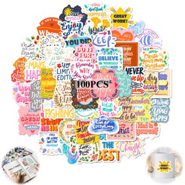 Inspirational Words Stickers,100 PCS Inspirational Quotes Sticker Pack,Waterproof Vinyl Stickers,for Laptops,Stainless Steel Cup,Suitcases,Stickers for Boys,Girls,Adults