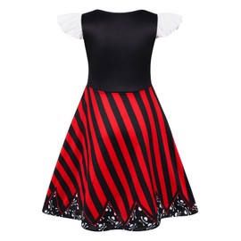 Jurebecia Girls Nightdress Nightgowns Pirate Flutter Sleeves Night Gown Sleepwear Pajamas Nightie Dress for Kids Girls 5t Red Black