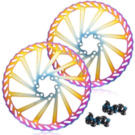 CNCLOL Bicycle Brake Disc 160 mm 180 mm 203 mm for MTB Road Bike Mountain Bike BMX Pack of 2 Brake Discs with 12 Screws Disc Brake Rotors (Blue/Gold/Rainbow)
