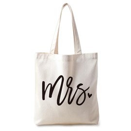 Ymzkpoa Cute Mrs Canvas Tote Bag Gifts for Women,Est 2025 Bridal Shower Gifts,Bride To Be Gift for Wedding,Engagemen,Bachelorette Party Honeymoon,Lightweight Large Shoulder Totebag for Trip,Beach-16