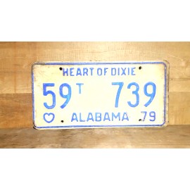 1979 ALABAMA LICENSE PLATE HEART OF DIXIE. VINTAGE AUTO TAG