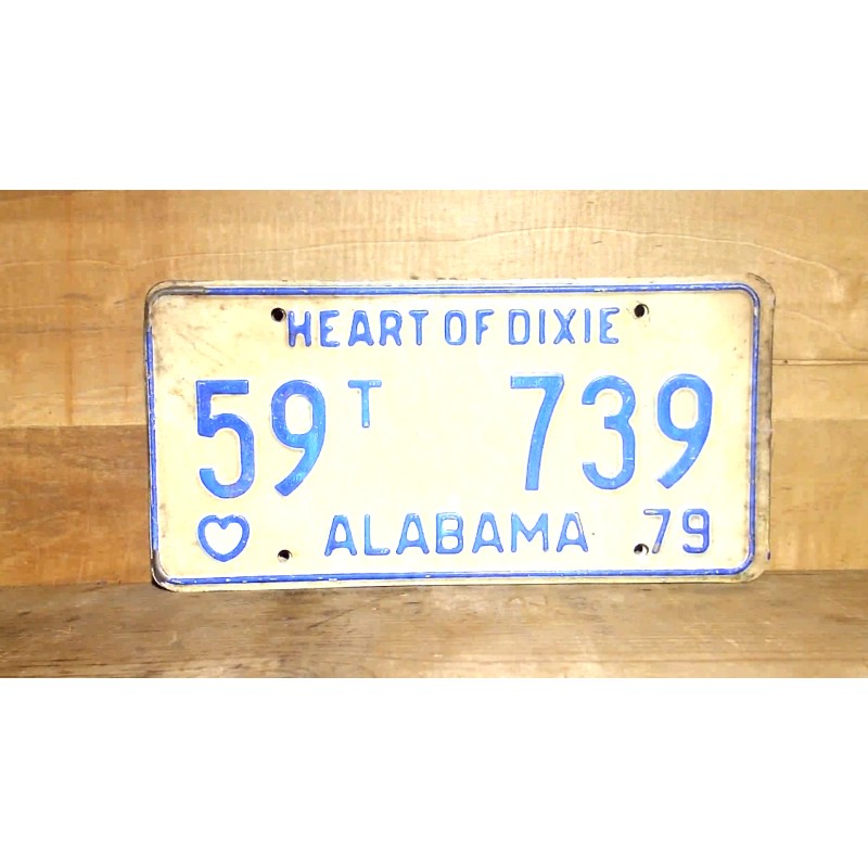 1979 ALABAMA LICENSE PLATE HEART OF DIXIE. VINTAGE AUTO TAG