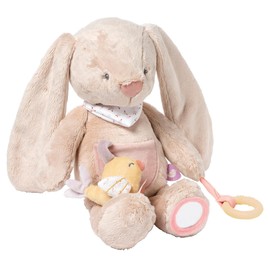 Nattou Active Cuddly Toy Rabbit Pomme Made of Polyester with Various Activities, Approx. 40 cm, Alice and Fries, Dusky Pink