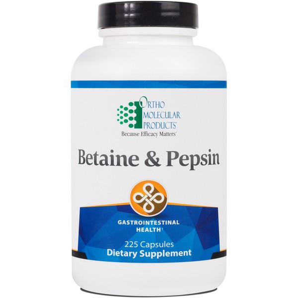 Ortho Molecular Products Betaine and Pepsin Capsules, 225 Count