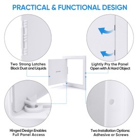 TICONN Access Panel for Drywall, 8 x 8 Inch ABS Plastic Wall Hole Cover Access Doors, Easy Install Plumbing Wall Access Panel for Drywall, Ceiling, Wiring and Cables