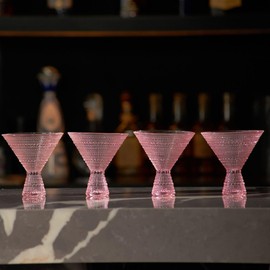 LEMONSODA Pink Hobnail Martini Glasses (Pink Martini - Set of 4)