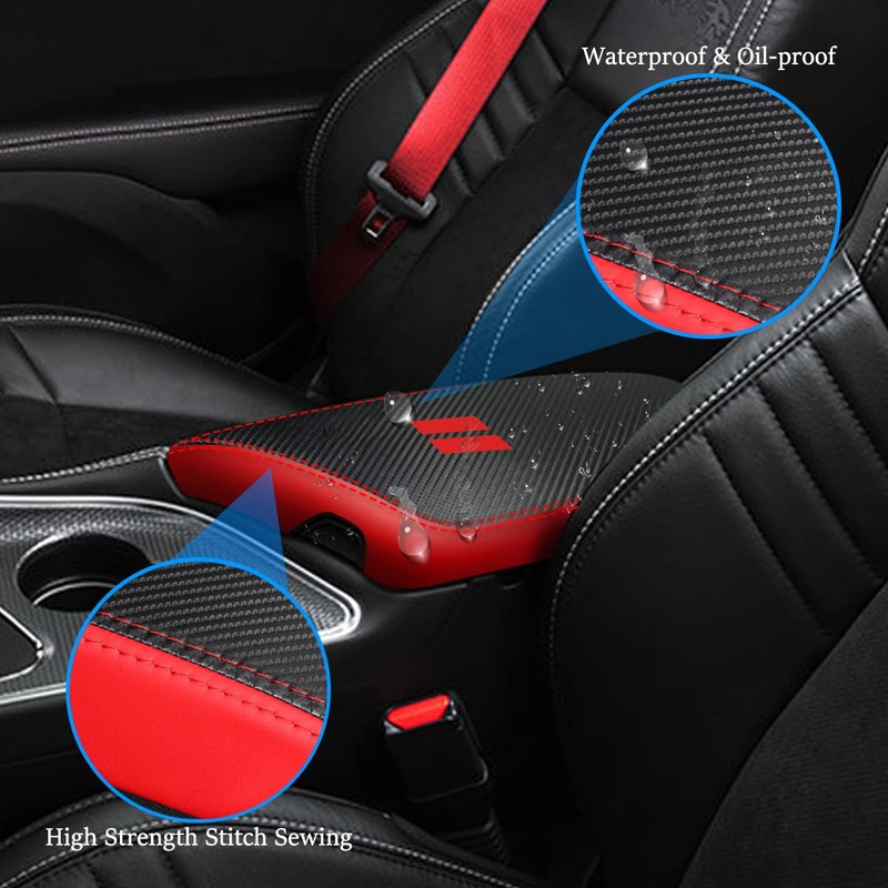 YOFAMO for Dodge Challenger 2015-2023 Car Armrest Cover Waterproof Center