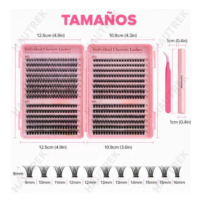 640 Kit Extension De Pestañas Maquillaje Completo Diy 9-16mm