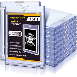 JIAQI 10 Pieces Magnetic Card Holder 35 PT Trading Cards Protectors Clear Acrylic Cards Protectors for Baseball Football Sports Card Trading Cards Game Card Storage and Display, MAGN10