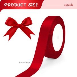 Luktastic Satin Ribbon, Red, 20 mm Wide, 22 m Long, Wedding Decoration, Gift Ribbon, Polyester Satin, Red