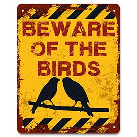 Print Crafted - Beware Of The Birds | Vintage Metal Garden Warning Sign
