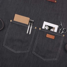 VANTOO Canvas Apron with Pockets for Men Women, Artist Painting Kitchen Cooking Chef Apron for Mum Grandma Granny，Gifts for Mothers Day (Dark Grey 41)