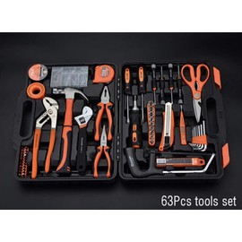 Edward Tools Harden 63 Piece Tool Set with Tool Box - Portably Handyman Tool Kit for Home, Dorm - Includes Essentials: Hammer, Screwdrivers, Wrenches, Pliers, Saw, Knife, Nails, Etc