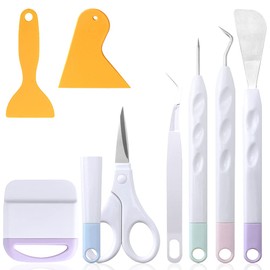 Vinyl Weeding Tools, FineGood 8 Pcs Weeding Tool Set Basic Craft Removal Kit Scissors Scraper Spatula Tweezers Die Cut Card Stock Scrapbooking