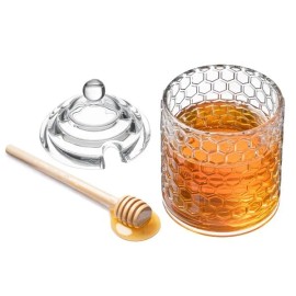 Royalty Art "Vintage Beehive Honey Pot Jar with Lid & Wooden Dipper: Sweeten Your Moments!"