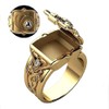 Ganquya Men's Hip Hop Cubic Zirconia Ring,Mini Secret Compartment Storage