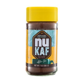 nuKAF By Gourmanity Instant Chicory Coffee Alternative, Brews Like Regular Coffee, All Natural 100% Chicory Root Powder, Great for Your Daily Drink, Rich in Prebiotics, Kosher, 7oz jar