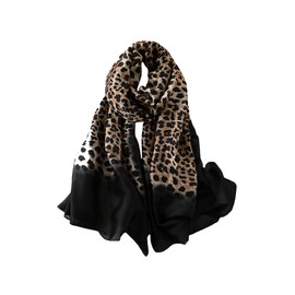 Silk Scarf For Women's Ladies Lightweight Animal Print Scarves Shawls Luxury Gift for Christmas (Leopard Print 3)(Size: 200CM L X 100CM W)