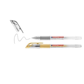 edding 2185 gel roller - gold, silver (metallic) - pack of 2 - 0.7 mm - gel pen for writing, drawing, colouring mandalas, bullet journals - glitter gel pen, colour gel pen