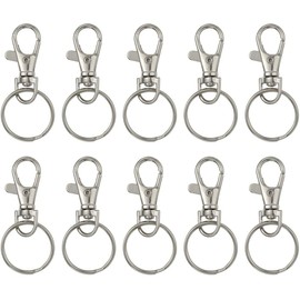 Metal Swivel Lobster Hooks, 30 Pieces Rotating Lobster Clasps Carabiner Hook Clips and Key Rings for Bags, Crafts, Jewellery Making (55 mm x 25 mm)