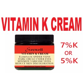 8verwell Vitamin K Cream 7%, Eliminate Spider Varicose Veins, Scars Rosacea Capillaries - 5oz 7%K