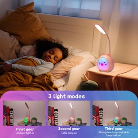 LTXDJ Kids Reading Light Pink Lamp Cute Night Light, Bedside Lamp for Kids Bedroom, Portable Small Reading Lamp USB Desk Lamp (Pink Pig)