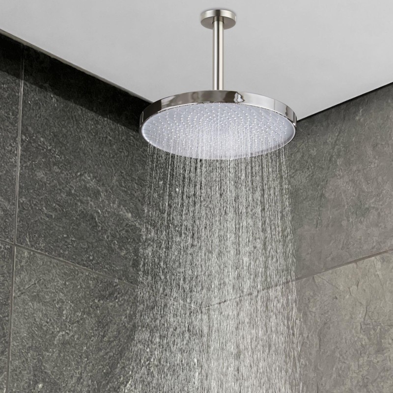 Voolan Shower Arm with Flange, Ceiling Mounted Fixed Shower Pipe,