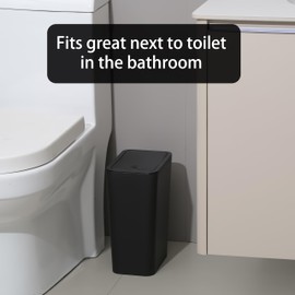 MUGYPYR 3 Pack Bathroom Compost Bin with Lid - 10L/2.6 Gallon Trash Can, Dog Proof Trashcan, Small Garbage Can, Plastic Wastebasket for Kitchen/Bedroom/Office/Dorm (Black)