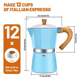 DITOSH 12 Cup Aluminum Espresso Stovetop Coffeemaker Percolator Italian Coffee Maker Moka Express Classic Cafe Maker for Italian and Cuban Café Brewing Greca Coffee Maker 600ml 20oz