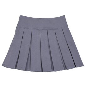 Bienzoe Girls School Uniform Skirt: Kids Adjustable Waist Pleated Dance Skort 16 Grey