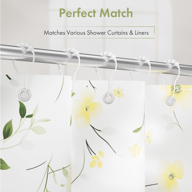 Amazer Shower Curtain Hooks, Decorative Shower Curtain Hooks Rust-Resistant Stainless