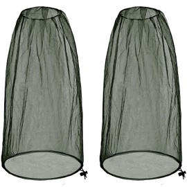 2 Pack Extra Large Mosquito Head Net 42x25 Inches Oversized Insect Netting Jumbo Bug Net for Men Women Fits Most Hats for Hiking Fishing Traveling (Army Green)