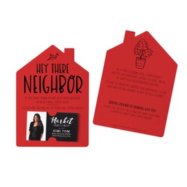 Set of Hey There Neighbor Real Estate Mailers Greeting Cards - Real Estate With Envelopes Included - Designed for Real Estate Agents - Pack of 10 - SCARLET - M25-M001