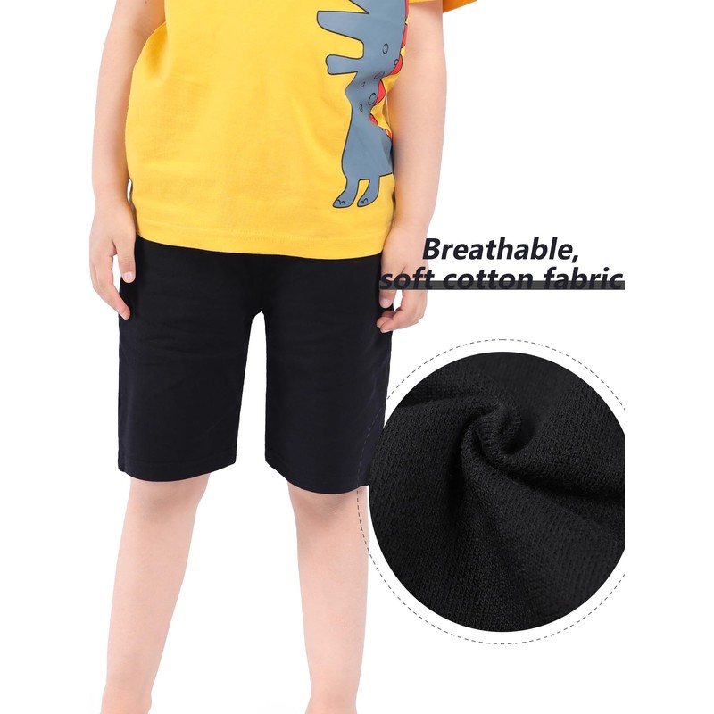 NATUST 3 Pack Boys Shorts, Cartoon Summer Jogger Shorts Black/Blue/Dark