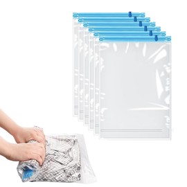 6 Pcs Travel Compression Bags 35x50cm ， Vacuum Storage Space Saver with Sealed Chute, Packing Bags for Clothes, Suitcase, Luggage, Backpack， Travel Essentials