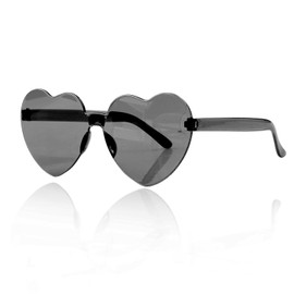 Lotsdonxia Love Heart Shape Sunglasses Stylish Rimless One-Piece Transparent Glasses in Candy Colors for Parties and Dressing Up (Black)