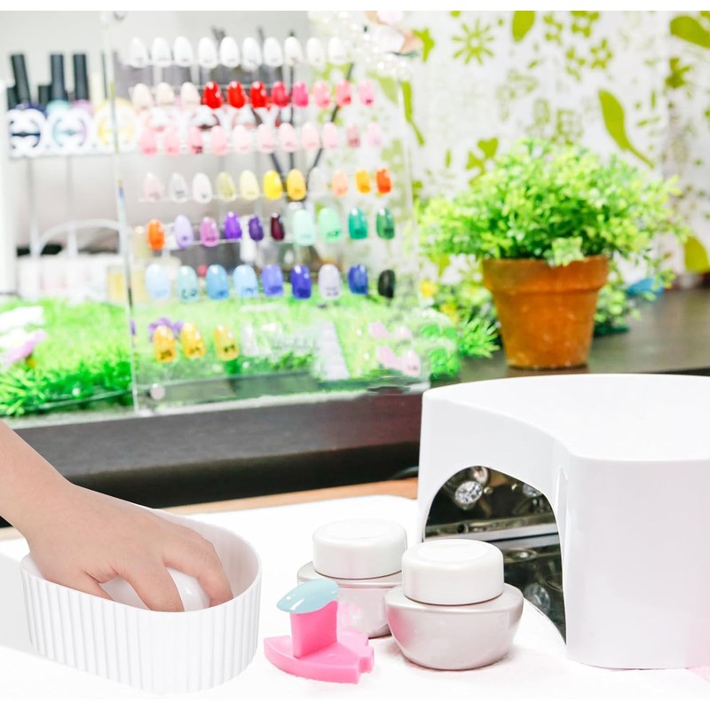 Zerodeko Cuenco para Manicura Acrílico Blanco, Recipiente para Remojar Uñas,