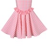 Sunny Fashion Girl Dress Ruffle Pink Plaid Checkered Button Sleeveless