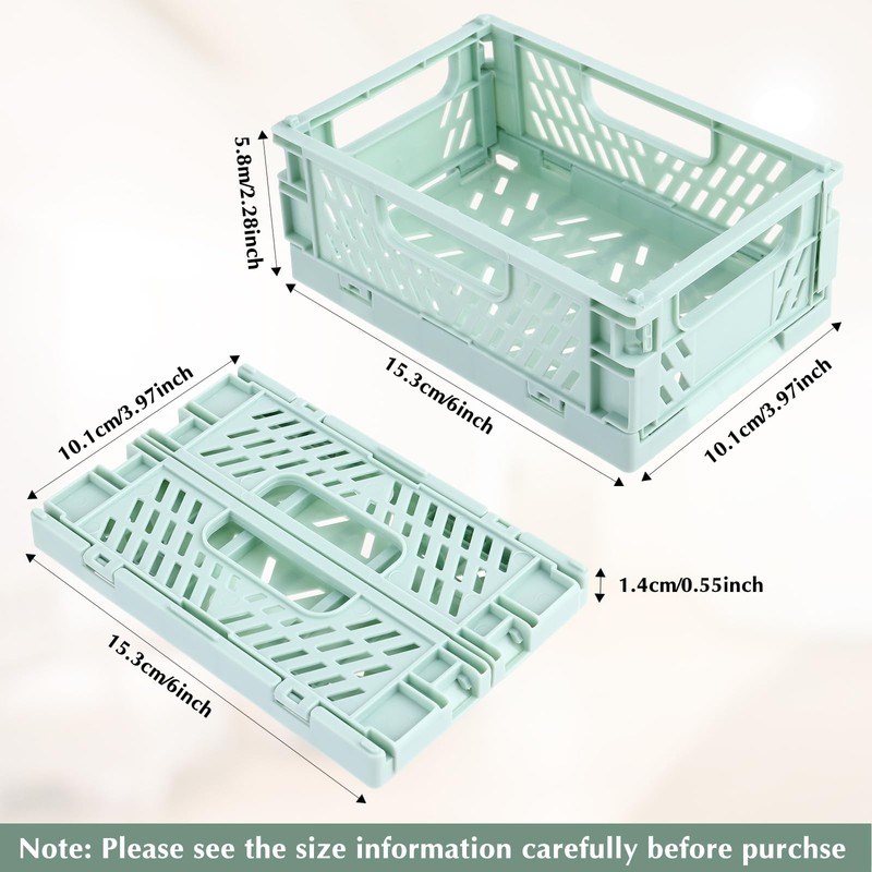 Jeffdad 3 Pack Pastel Crates, Collapsible Plastic Storage Baskets Mini