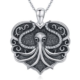 MEIDERBO Octopus Necklace for Women 925 Sterling Silver Heart Pendant Ocean Jewelry for Birthday Mother's Day