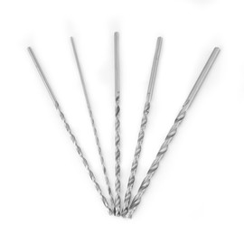 5PCS Extra Long High Speed Steel Drill Bit Sets Straight Shank Twist Drill Bit Tool Diameter 2-5mm Length 150mm~160mm/5.91~6.3in Diameter