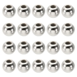 PATIKIL 20pcs M5x0.8mm Ball Nut Knobs Carbon Steel Drilling Ball Cap Blind Hole Handle Nut Decoration for Furniture Lamp DIY Projects Silver Tone