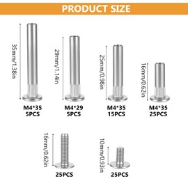 100 Pcs M4 Cupboard Joining Bolts Screws(50 x Binding Screw, 50 x Connecting Sleeves), Furniture Connecting Bolts Post 17-47 mm, Door Handle Screws for Furniture Cupboard Cabinet