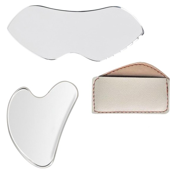 Stainless Steel Gua Sha Tool 2Pcs Set - Heart Shaped