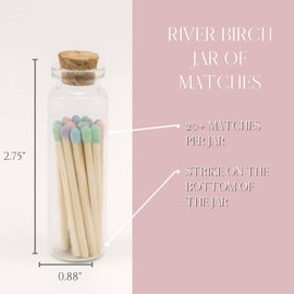 River Birch Decorative Matches in a Bottle with Striker - Cute & Colored Matches - 3 Bottles, Springtime Blend Tip, 60 Matches
