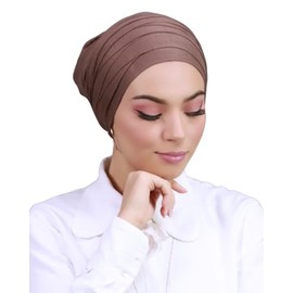 Lamis Hijab Turban hijab with crossed bonnet for muslim woman voile TU-2 (Brown)