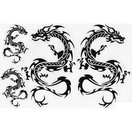 1 Sheet - Dragon Black Sticker Motorsport Motocross Car Scooter Tuning Sticker Film 1 Sheet 270 mm x 180 mm Weatherproof or for Model Making